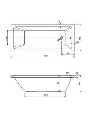 Ванна акриловая Cezares PLANE SOLO PLANE SOLO-180-80-49-W37 180х80 пристенная прямоугольная без ножек и каркаса