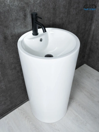 Раковина керамическая Gid Autonomo 81102 46х46 напольная цвет белый 1 отверстие под смеситель