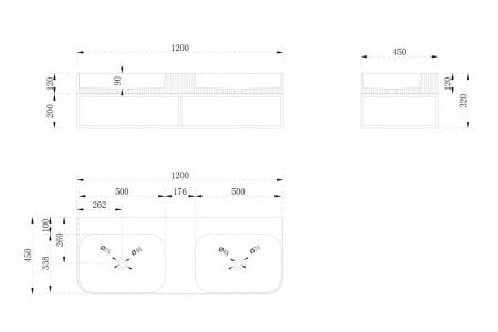 Консоль с раковиной Abber AS2646 120х50 подвесная цвет черный