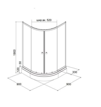 Душевой уголок Parly Z9111 90х90 стекло с рисунком профиль хром с поддоном