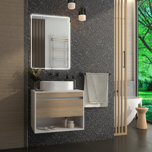 Тумба под раковину Teymi Ritta T60538 65х45х52 подвесная цвет белый/дуб - фото 4