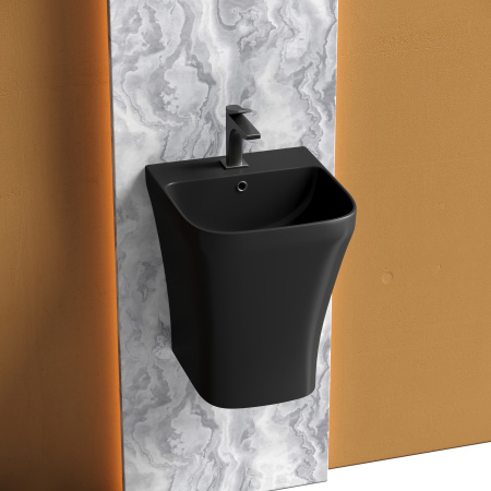 Раковина из сантехнического фарфора Ceramica Nova DION CN6067MB 37х40 подвесная цвет черный матовый 1 отверстие под смеситель