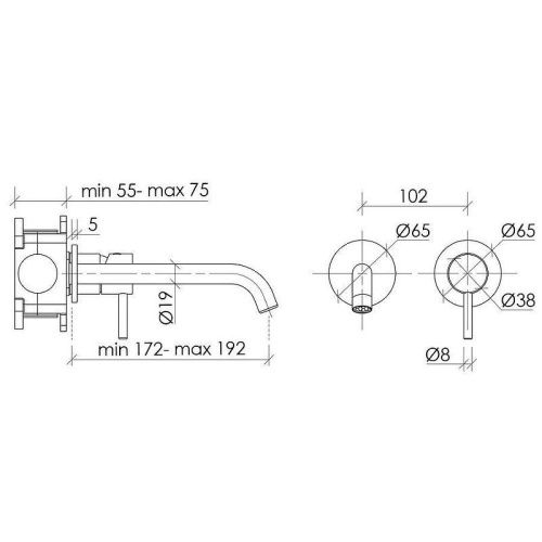 Смеситель для раковины Sancos Etna SC9004GG встраиваемый в стену вороненая сталь - фото 2