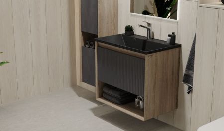 Тумба под раковину Jorno TOSSONY Toss.01.70/P/DS-A/JR 70х40 подвесная цвет черный