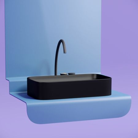 Раковина из сантехнического фарфора Ceramica Nova ELEMENT CN6054MB 70х40 накладная цвет черный без отверстий под смеситель