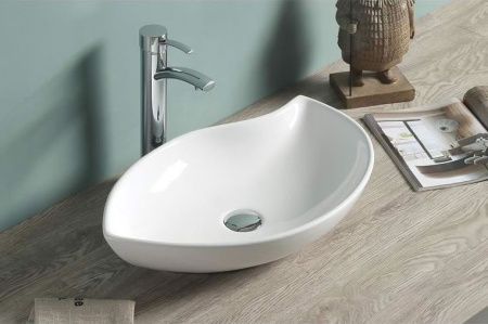 Раковина из сантехнического фаянса Velvex 78261 60х40 накладная цвет белый без отверстий под смеситель