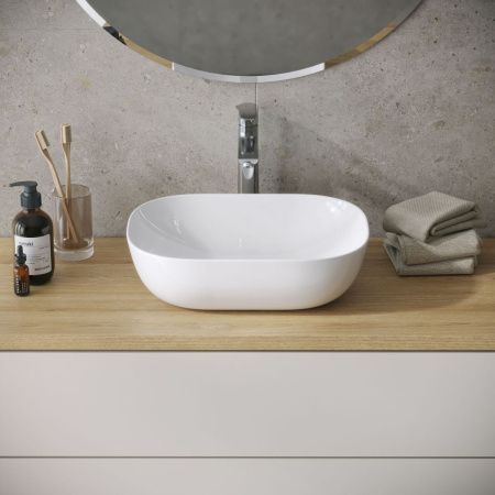 Раковина из сантехнического фаянса Grossman Style GR-3051 50х30 накладная цвет белый без отверстий под смеситель