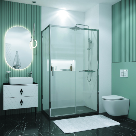 Боковая стенка Grossman Style 200.K33.05.100.10.00 100x195 стекло прозрачное профиль хром