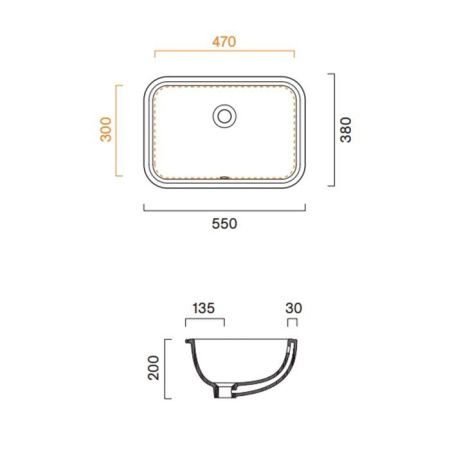 Раковина керамическая Catalano Italy 727550001 60 см встраиваемая цвет белый без отверстий под смеситель
