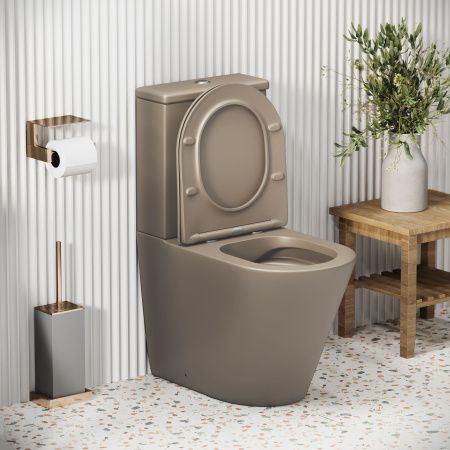 Унитаз напольный с бачком Grossman Color GR-4480BRLMS бежевый с сиденьем безободковый каскадный смыв