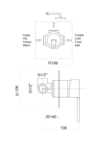 Смеситель для ванны и душа Fiore 76CR7415 встраиваемый в стену хром с термостатом