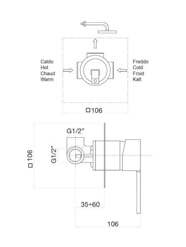 Смеситель для ванны и душа Fiore 76CR7415 встраиваемый в стену хром с термостатом - фото 3