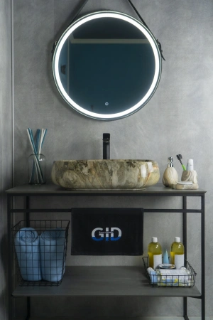 Раковина керамическая Gid Geométrico 54423 60х40 накладная цвет многоцветный без отверстий под смеситель