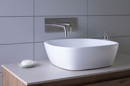 Раковина керамическая Aquanet Trend TREND-1 40х40 накладная цвет белый без отверстий под смеситель