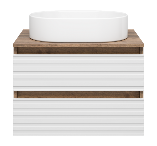 Тумба под раковину Brevita Dakota DAK-09060-19/01-2Я 60х48х43 подвесная цвет белый/коричневый - фото 2