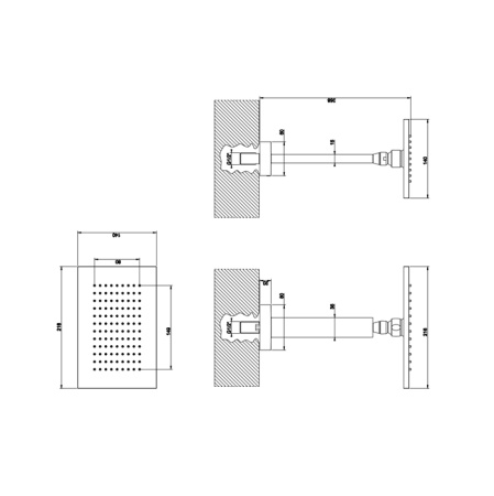 Верхний душ Gessi Rettangolo 20151#299 20х15 черный