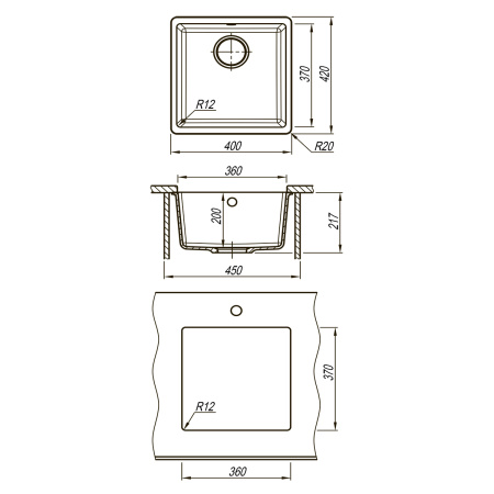 Кухонная мойка LeMark Sinara 400-u 9910062 40х42 цвет бежевый поверхность матовая