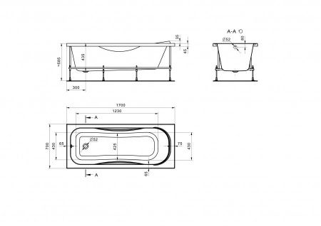 Ванна акриловая Santek Тенерифе 1WH302207 170х70 пристенная прямоугольная без каркаса