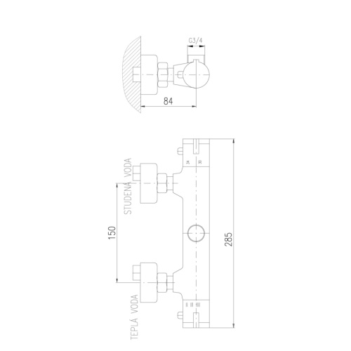 Смеситель для душа RavSlezak Termo TRM81.5CMAT настенный черный матовый/хром - фото 2