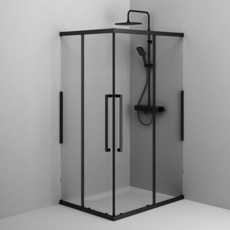 Душевой уголок Am.Pm Func W84G-403-12090-BТ 118х88 стекло прозрачное профиль черный матовый без поддона