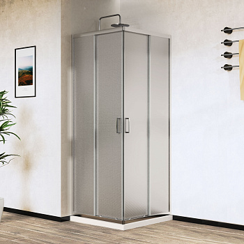 Душевой уголок Vincea City VSS-5CT9010MT 100х90 стекло текстурное профиль хром глянцевый без поддона