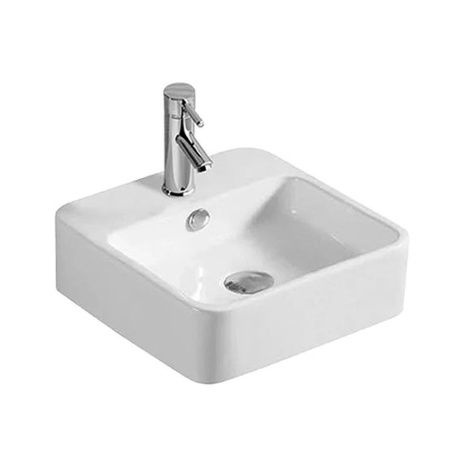 Раковина из сантехнического фарфора Melana 7063D-805 40х40 накладная цвет белый 1 отверстие под смеситель