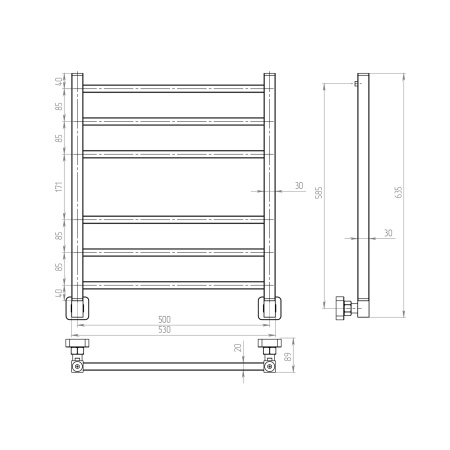 Полотенцесушитель Indigo Aletto LALWPF60-50 53х64 водяной хром