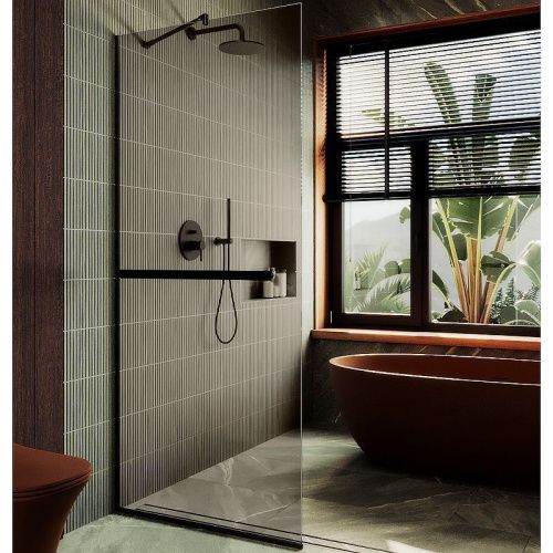 Душевая перегородка Maybah Glass MGD-709-6у 110х195 стекло тонированное профиль черный