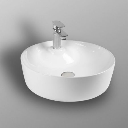 Раковина из сантехнического фарфора Bond Circle S03-430 40х40 накладная цвет белый 1 отверстие под смеситель