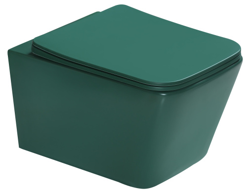 Унитаз подвесной SantiLine SL-5007G цвет зеленый матовый с сиденьем микролифт безободковый смыв воронка-водоворот - фото 5