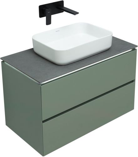Тумба под раковину Allen Brau Infinity 1.21001.CGM 84х46х51 подвесная цвет зеленый/серый - фото 4