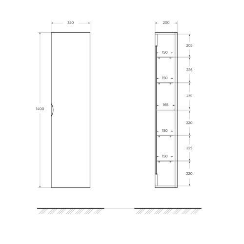 Шкаф-пенал Cezares IDRA 55824 35х20х140 - фото 2