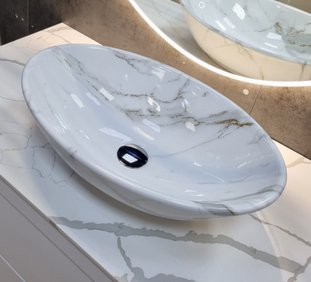 Раковина из санфаянса CeramaLux D1147-505(340) 52х34 накладная цвет мрамор