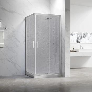 Душевой уголок Veconi Rovigo RV27CH-9090-02-C8 90х90 стекло рифленое профиль хром глянцевый без поддона