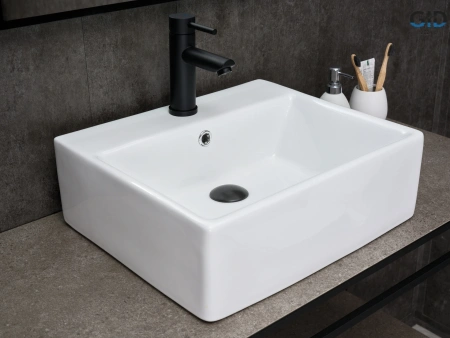 Раковина керамическая Gid Geométrico 51214 50х40 накладная цвет белый 1 отверстие под смеситель