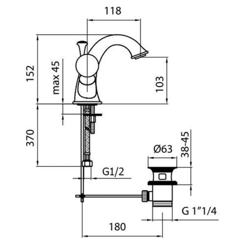 Смеситель Webert Karenina KA700102010 на раковину золото - фото 3