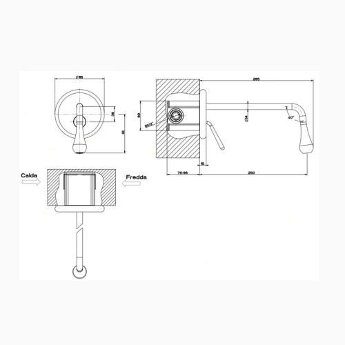 Смеситель для раковины Gessi Goccia 33686#031 встраиваемый в стену хром (внешняя часть) - фото 2
