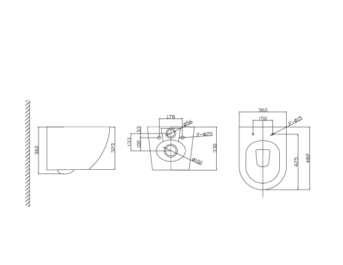 Сет унитаз AM25010+Система инсталляции для унитаза, GROHE Rapid SL, комплект 3 в 1, монтажная высота 1.13 м, (38772001) - фото 3