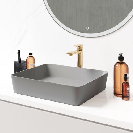 Раковина из сантехнического фаянса Grossman Color GR-3016GM 50х40 накладная цвет серый без отверстий под смеситель