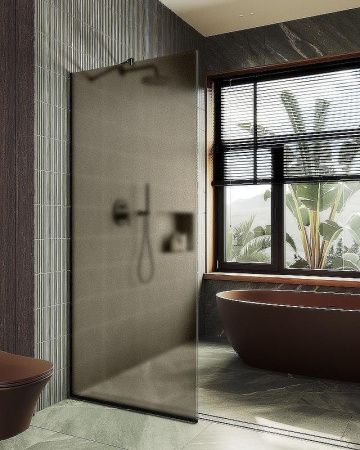 Душевая перегородка Maybah Glass MGD-697-2у 80х195 стекло тонированное профиль бронза