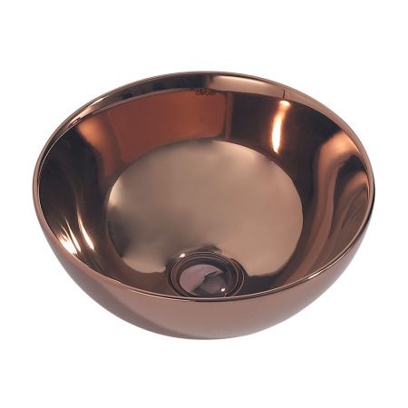 Раковина из сантехнического фаянса Abber BEQUEM AC2106RG 30х30 накладная цвет розовое золото без отверстий под смеситель