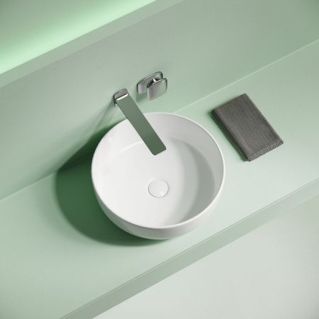 Раковина из сантехнического фарфора Ceramica Nova TAYCAN CN12003 40х40 накладная цвет белый без отверстий под смеситель