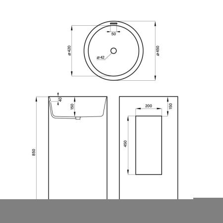 Раковина акриловая Wellsee Chalice Perfection 230612000 50х50 напольная цвет белый без отверстий под смеситель