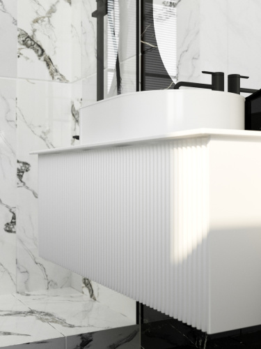 Тумба со столешницей La Fenice TERRA NFNC-01-TER-B-100-3-GG 102х37х47 подвесная цвет белый - фото 5