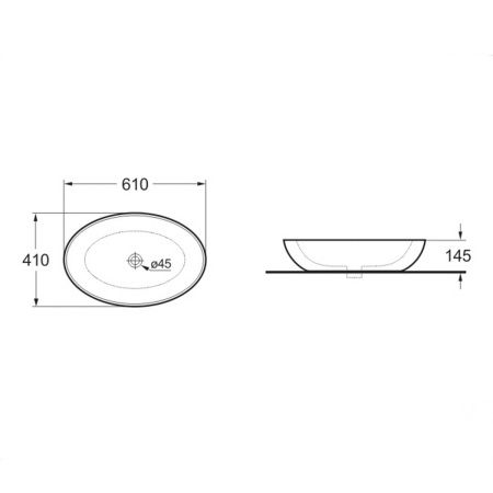Раковина из сантехнического фарфора Vincea VBS-115 60х40 накладная цвет белый без отверстий под смеситель