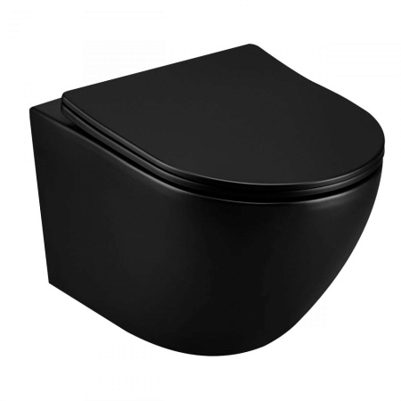 Унитаз подвесной Art&Max OVALE AM011CHR-MB черный с сиденьем микролифт безободковый каскадный смыв