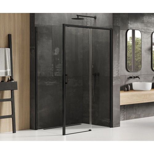 Душевой уголок New Trendy PRIME Black D-0329A/D-0129B 160х90 стекло прозрачное профиль черный без поддона - фото 2