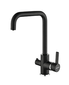 Смеситель для кухни Paulmark LOGAS Lo213021-418 на раковину черный металлик без термостата