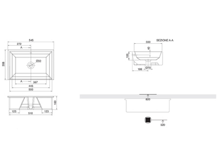 Раковина из санфаянса Scarabeo Gaia-Tech-Miky 8037 55х36 встраиваемая цвет белый
