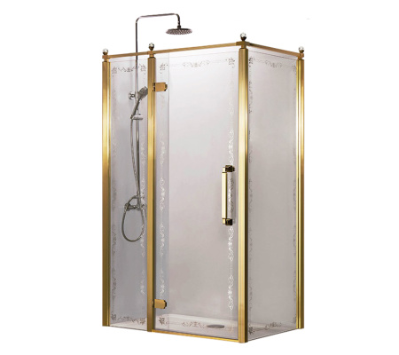 Душевой уголок Azario ONTARIO AZ-NBB1231-L 900 GOLD 120х90 стекло с рисунком профиль золото глянцевое без поддона